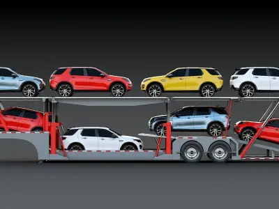 Car carrier Low-poly 3D model