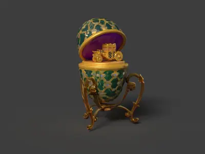 Faberge egg with carriage  Low-poly 3D model