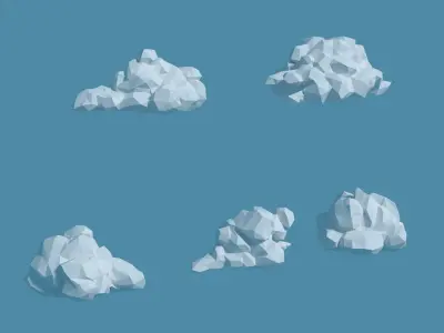 Low Poly Cloud Collection icebergs 3D Model Pack