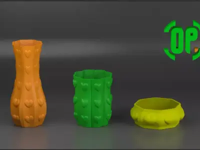 Classic Vase Style model heart tiles style Free 3D print model