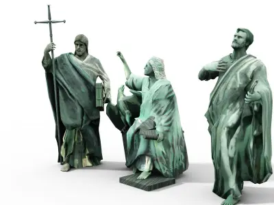 Statues Cathedral Issakievskogo Low-poly 3D model