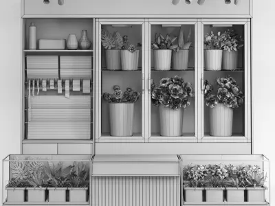 Florist- Flower Shop-refrigerated flower display Full Scene  3D model