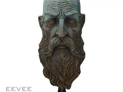 Wise Man Sculpture with Watercolor Finish Low-poly 3D model