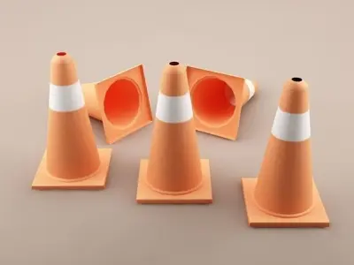Traffic Cones 01 Low-poly 3D model
