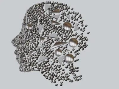 Human head decorative wall items abstract Art blender file  3D model