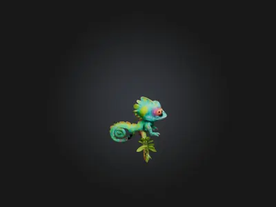Cartoon Chameleon Low-poly 3D model purchase