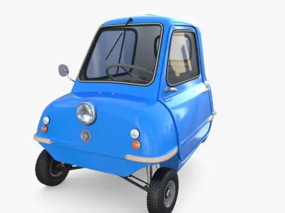 Peel P50 Blue with interior and chassis 3D model