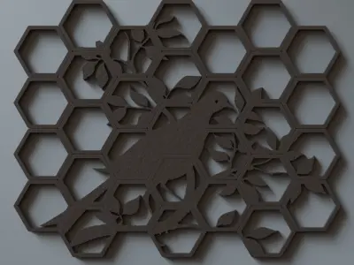 Wall decor hexagon bird 3D print model 3D print model