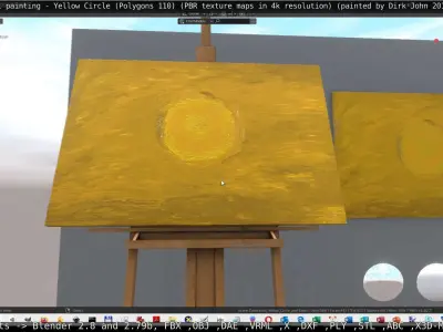 Oil Painting - Yellow Circle Low-poly 3D model