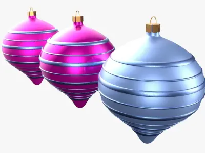 Christmas Tree Ornament Set9 - Pink LightBlue Low-poly 3D model