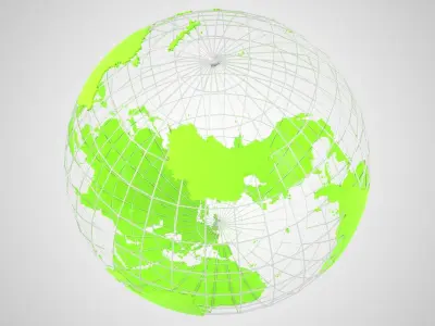 Globe News Skeleton Bright Green 3D model