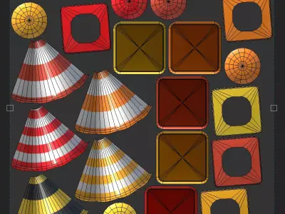 Free 5 Cone Pack  Low Poly PBR Unity  Unreal Ready 2K PNG Free low-poly 3D model