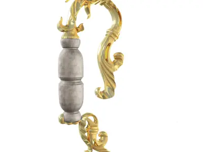Golden decorative molded handle 3D model 3D model