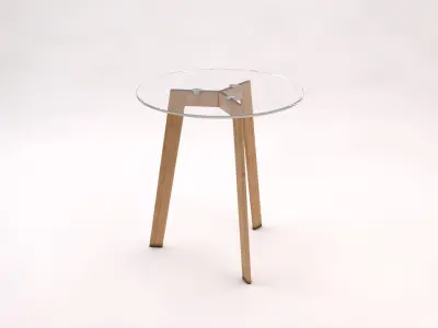 SIDE TABLE---Glass tray and tripod in Y 3D model