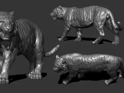 Tiger statue 3D print model