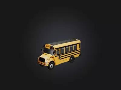 Realistic School Bus Model Low-poly 3D model