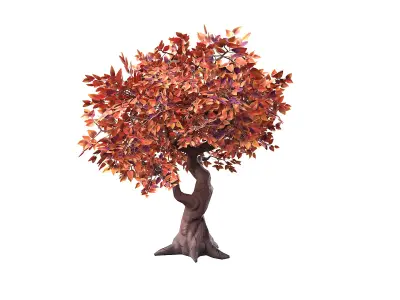 Stylized Tree 01 Autumn Free low-poly 3D model