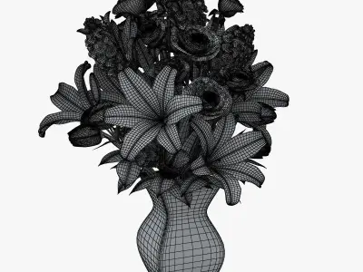 Lily and roses 3D model