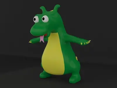  Cartoon with Dinosaur Low-poly 3D model