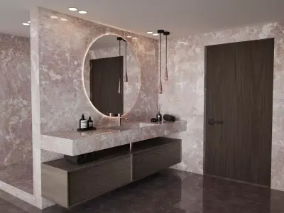 Luxury modern bathroom lavatory area Free 3D model