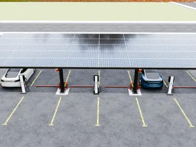 L Type 6 Car Solar Carport 3D model