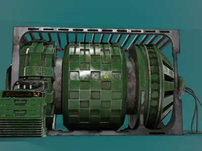 Generator metal cage with wires Low-poly 3D model