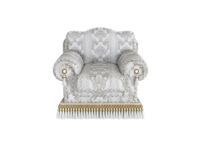 Upholstered armchair with fringe by Modenese 3D model