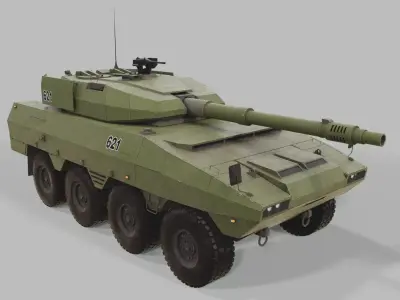 Combat wheeled armored car concept PBR Low-poly Game-ready Low-poly 3D model