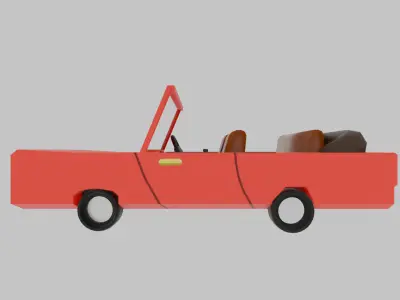 Bright Red Stylized Low-Poly Game Ready Stylized Convertible Low-poly 3D model