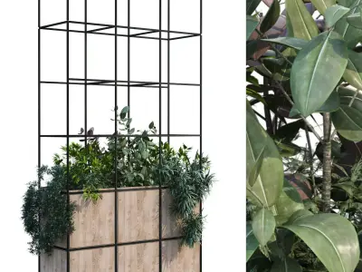 Interior vertical green partition set 198 3D model