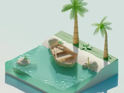 Tropical Scene in Blender 3D model