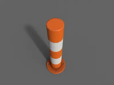 PBR Bollard OrangeWhite Low-poly 3D model