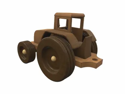 Wooden tractor toy 3 Free 3D model