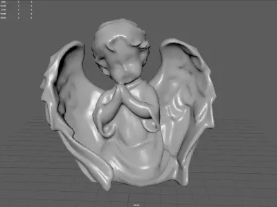 Angel Praying with Spread Wings Low-poly 3D model