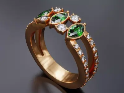 Emerald Crown ring 3D print model