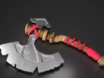 High Poly Battle Axe Game 3 Model Low-poly 3D model
