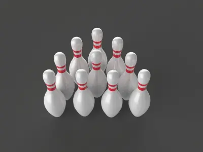 Bowling And Ball Bowling 3D Model low poly Low-poly 3D model