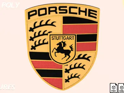 Porsche emblem Low-poly 3D model