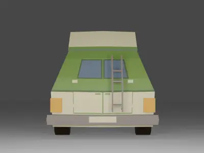 Cartoon low poly camper van 3D model Free low-poly 3D model