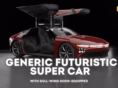 Generic Futuristic police and taxi supercar with gullwing doors 3D model