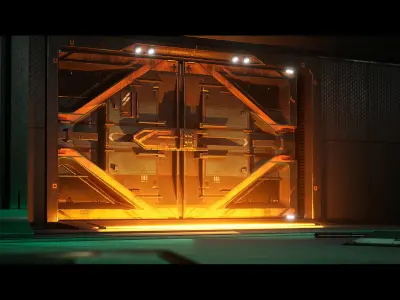 Sci-Fi Animated Door Set UE Low-poly 3D model