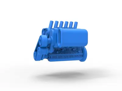 Supercharged straight-six engine Version 2 Scale 1 to 25 3D print model