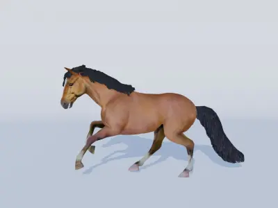 3D Model of a Brown Horse Low-poly 3D model