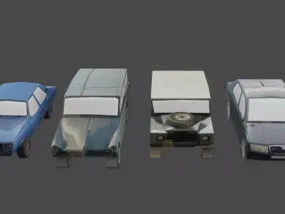 4 low poly cars four Low-poly 3D model