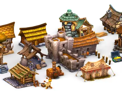 Discount - 13 Cartoon Style Houses 3D model