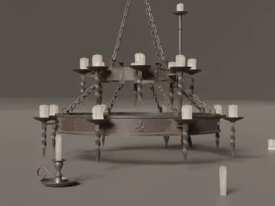 Medieval Chandelier Low-poly 3D model