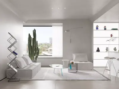 Modern living room dining room interior scenes 448 3D model