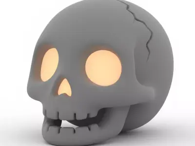 Realistic 3D Model of Gray Human Skull Happy Halloween Decor 3D print model