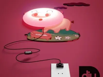 DIY Pig Decorative Light Lamp 3D model