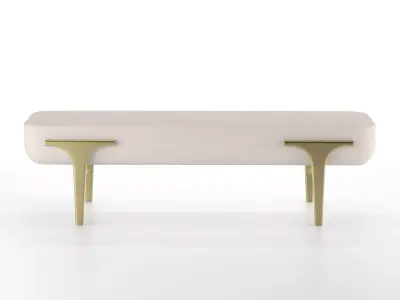 Upholstered Bench with Bronze-Patina Brass Details 3D model